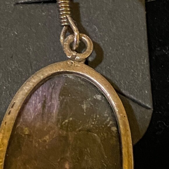 1" x 5/8" Chaorite Purple Sterling Silver 925 Dangle Earrings - Picture 5 of 7